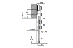 Flatec IV glasschuifdeurset RVS 100kg l.2540mm voor deurbladbreedte 1130-1250mm